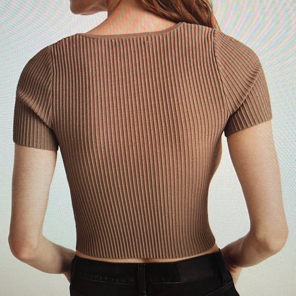 Madewell Ottoman Crop Sweater Tee in Light Umber Brown Size XL - Picture 4 of 13